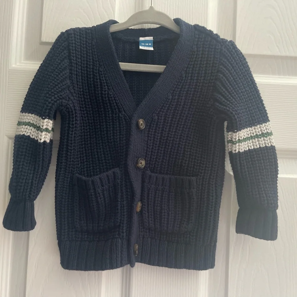 Old Navy Kids Navy Blue Knit Cardigan – 12–18M – Excellent Condition